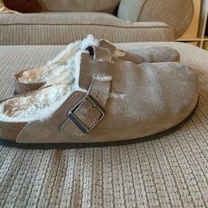 Birkenstock Boston Shearling Suede Leather Clog